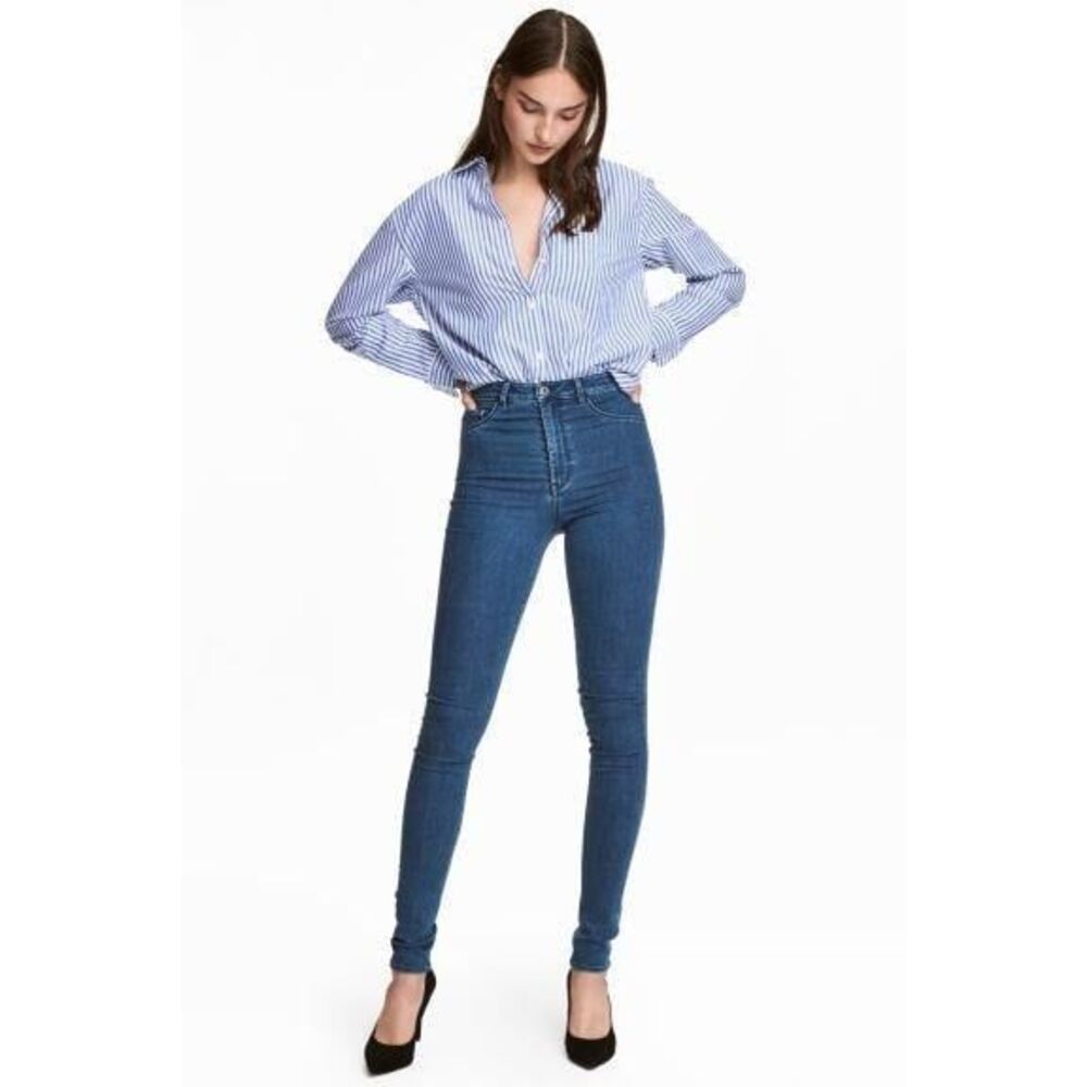 H & M Womens Jeans Blue 30 Hi-Rise High Waist Skinny Pants  New